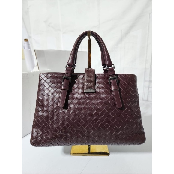 SOLD***Authentic BOTTEGA VENETA Nappa Intrecciato Small Roma Tote Bag Burgundy - Picture 16 of 16